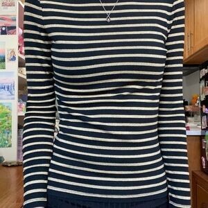 Lauren Ralph Lauren - Black & Gold Striped Long Sleeve Top